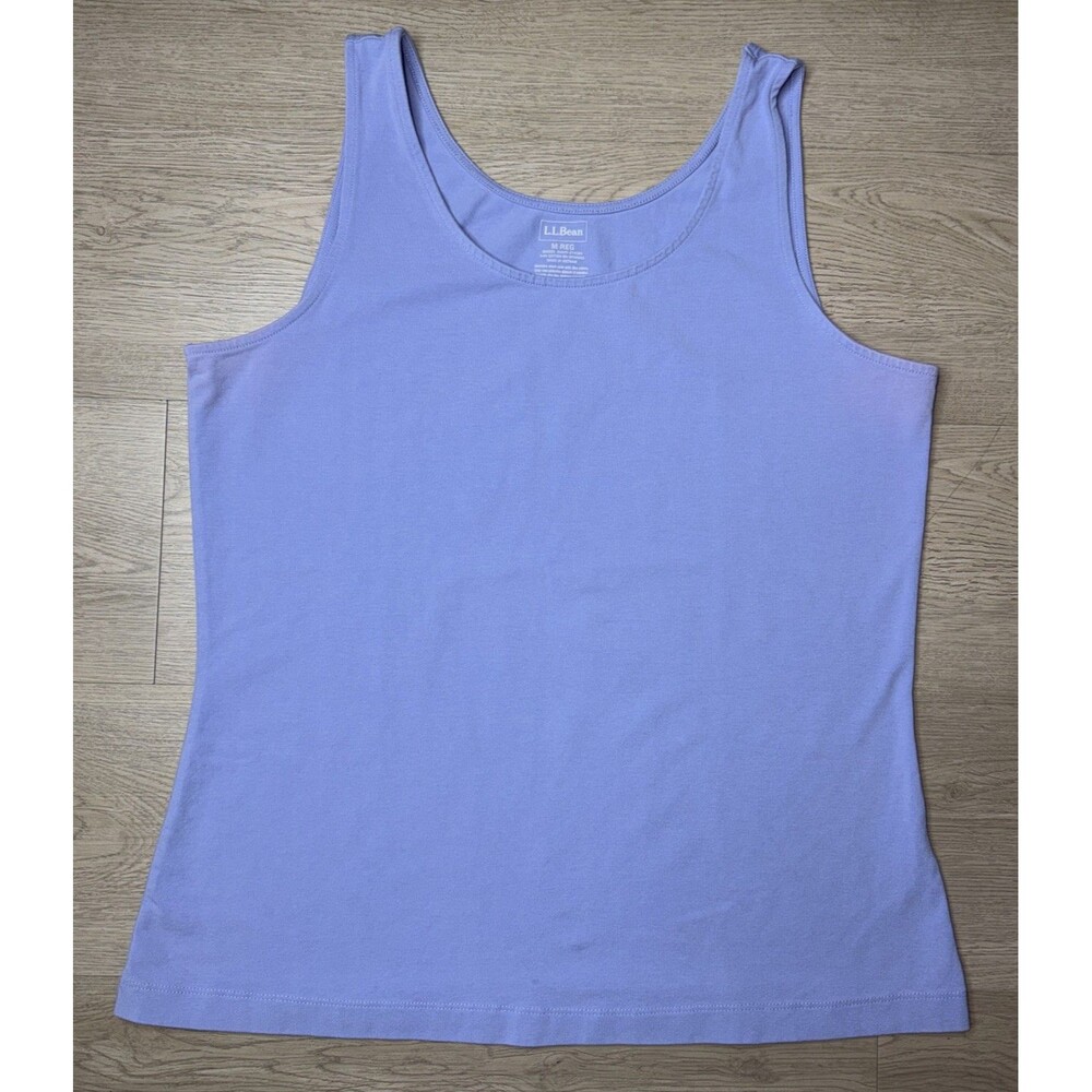 L.L. Bean Women's Medium Reg Tank Top Light Blue Lavender Stretch Cotton Med